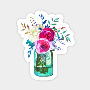 Watercolor mason jar flowers Sticker